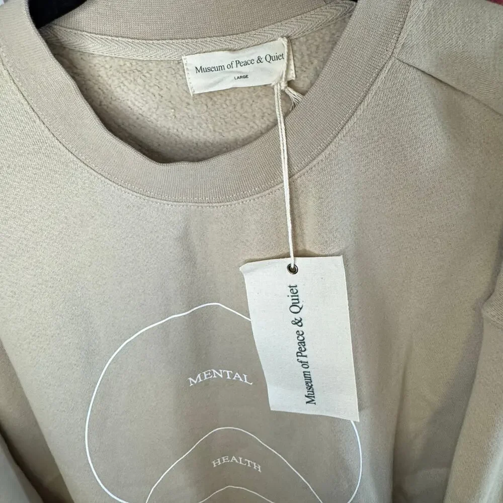 •NWT• Museum of Peace & Quiet Health Taupe Crewneck • Unisex Large - Picture 5 of 16